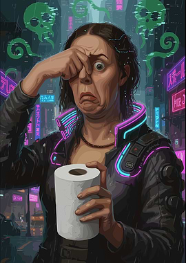 Cyberpunk Mona Lisa Bathroom