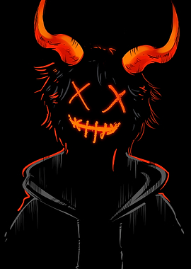 Devilish Figure with Glowing Mask