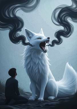 White Fox and Man Encounter