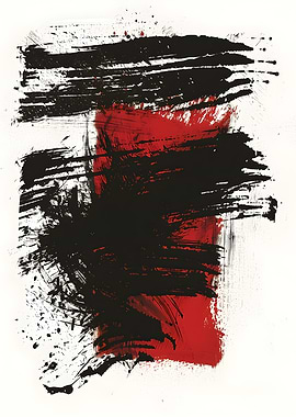 Abstract Red and Black Brushstrokes