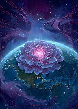 Floral Earth in Cosmic Space Landscape