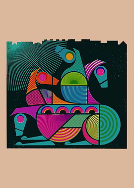 Abstract Knight on Horseback Illustration