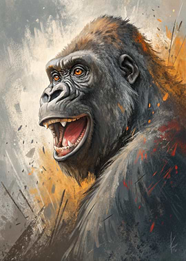 Smiling Gorilla Portrait
