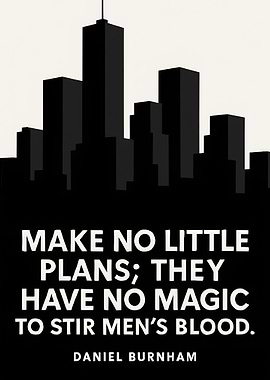 Inspirational Quote with Cityscape Silhouette