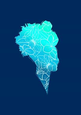 Blue Floral Silhouette