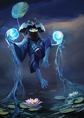 Kappa with Water Orbs Illustration