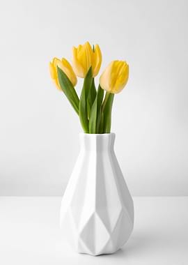 Yellow Tulips in White Vase