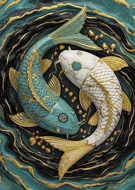Yin Yang Koi Fish Art
