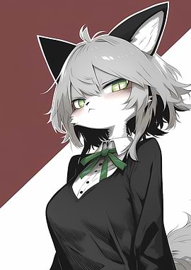 Anime Wolf Girl in School Uniform