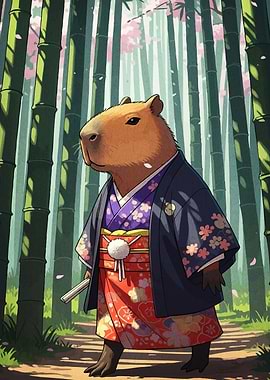 Capybara Kimono Bamboo Forest