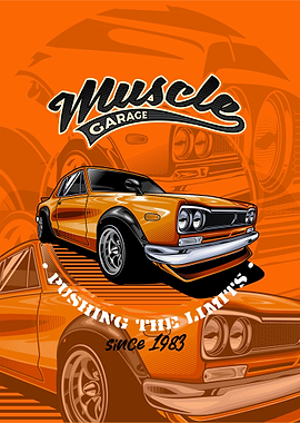 Muscle Garage Car Illustration