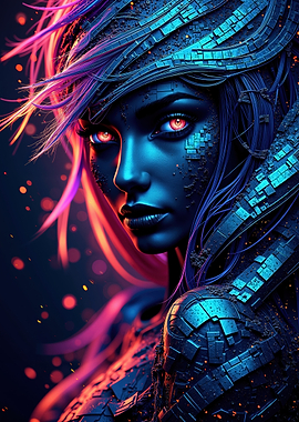 Cyberpunk Woman with Glowing Eyes