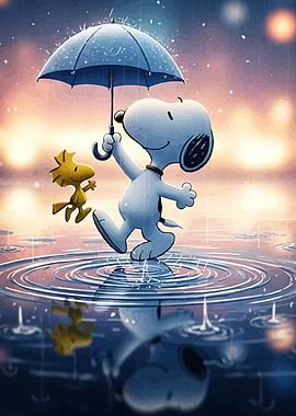 Snoopy Woodstock Rain
