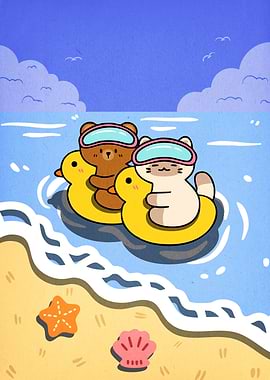 Bear and Cat Duck Floats