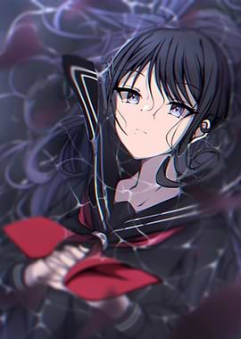 Anime Girl Portrait with Dark Hair