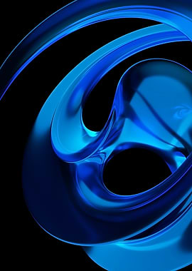 Abstract Blue Metallic Swirl on Black