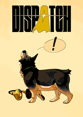 Dispatch Dog with Headphones Illustration
