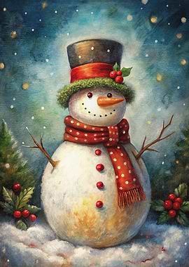 Festive Snowman in Winter Wonderland