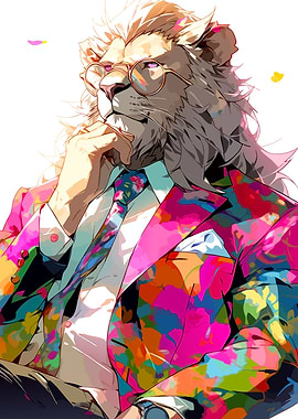Lion in Suit Digital Art