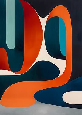 Abstract Curves in Orange and Blue