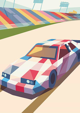 Low Poly Racing Car on Track