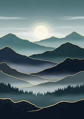 Teal Mountain Landscape