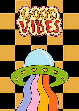 Good Vibes Retro UFO Art