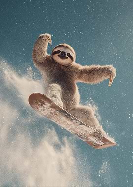 Sloth Snowboarding Snowboard Snow Animal