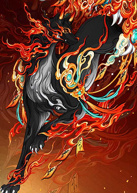 Fiery Wolf Illustration