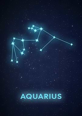 Aquarius Constellation on Starry Night Sky