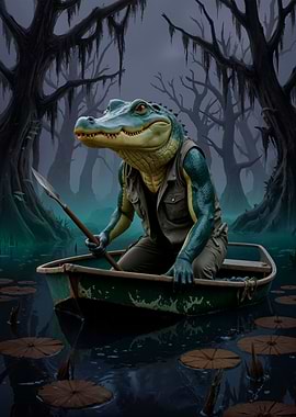 Alligator in a boat