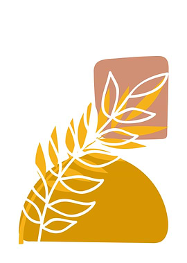 Abstract Botanical Illustration with Geometric Shapes