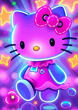 Neon Hello Kitty Illustration