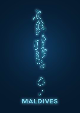 Maldives Neon Map