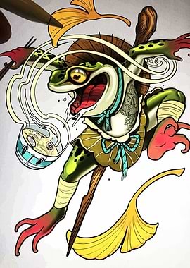 Frog Samurai with Ramen