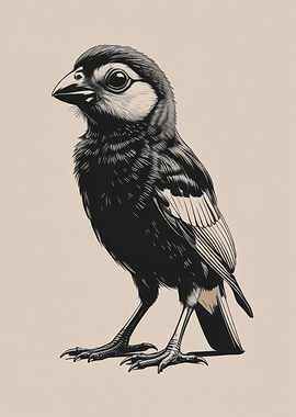Monochrome Bird Illustration