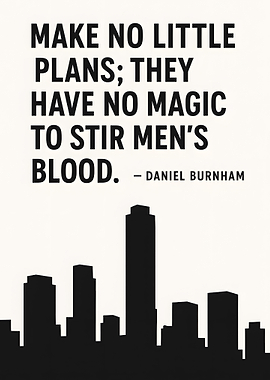 Inspirational Quote with Cityscape Silhouette