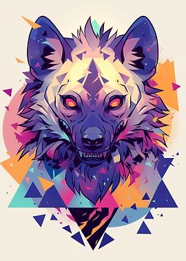 Colorful Hyena Geometric Art