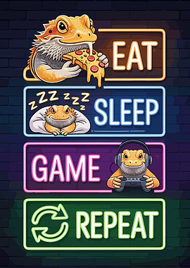 Eat Sleep Game Repeat Bearded Dragon