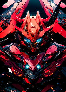 Red and Black Mecha Warrior