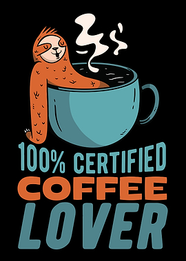 Sloth Coffee Lover Cartoon Illustration