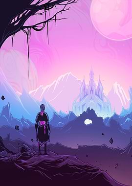 Fantasy Landscape with Castle and Figure