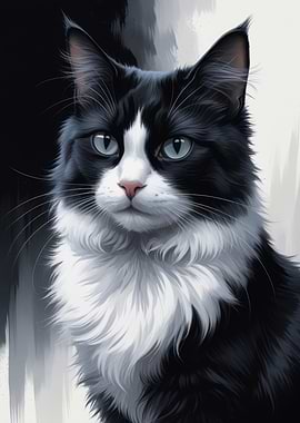 Elegant Black and White Cat Portrait