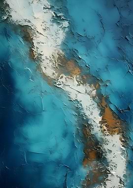 Abstract Blue and Gold Textured Painting