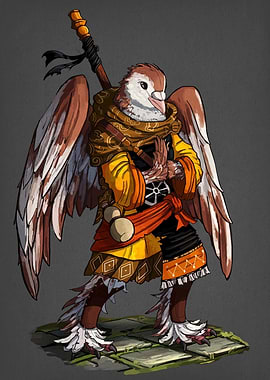Anthropomorphic Bird Warrior Illustration