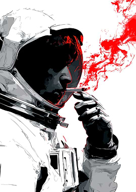 Smoking Astronaut in Space Suit Art