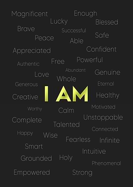 Minimalist Inspirational Poster – Powerful “I Am” Quote Wall Art