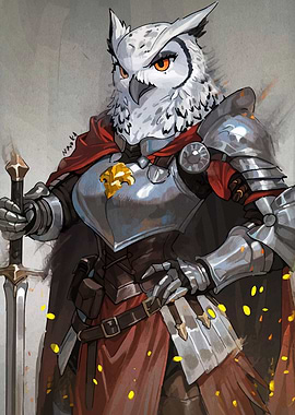 Anthropomorphic Owl Knight with Sword