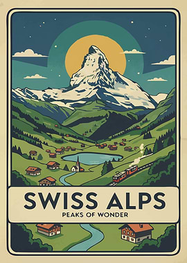 Swiss Alps Travel Poster