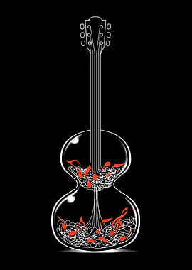 Tempo Guitar Hourglass with Musical Notes